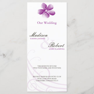 Watercolor Purple Wedding Program Card