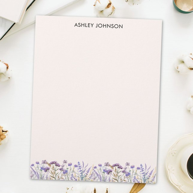 Watercolor Purple Wildflower Meadow Letterhead (In situ)