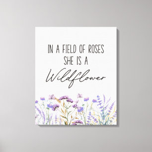 Watercolor Purple Wildflower Meadow Quote Canvas Print