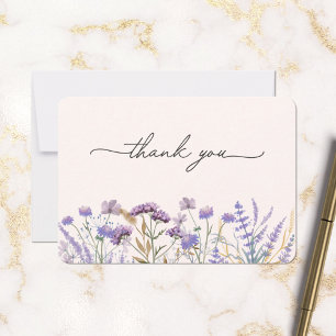 Watercolor Purple Wildflower Meadow Thank You Card