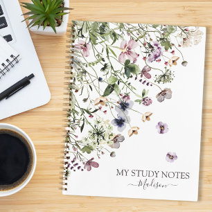 Watercolor Purple Wildflowers Notebook