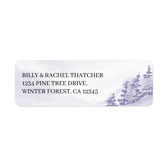 Watercolor Purple Winter Snow Forest (Front)