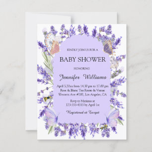 watercolor purple wisteria floral baby shower invitation