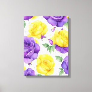 Watercolor Purple Yellow Rose Canvas Print