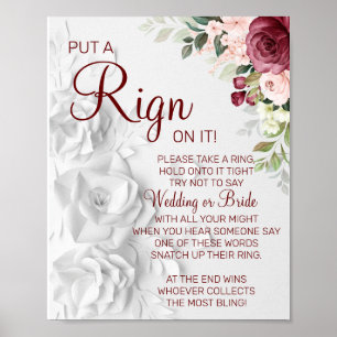 Watercolor Put a Ring bridal shower game sign