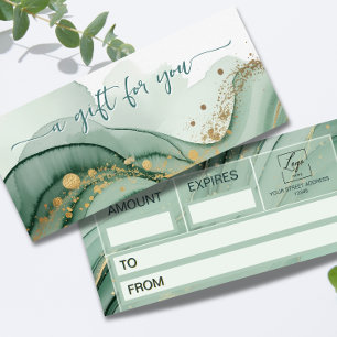 Watercolor Qr Code Sage Green Gold Gift Certificat