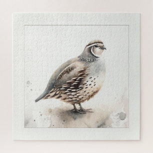Watercolor Quail IREF284 - Watercolor Jigsaw Puzzle