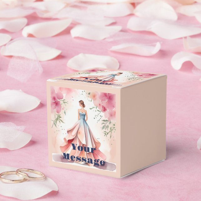 Watercolor Quinceanera Celebration Favor Box (Wedding)