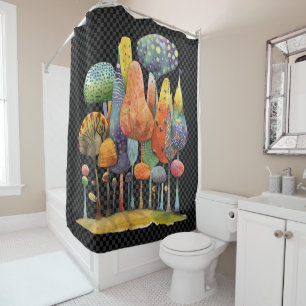 Watercolor Quirky Whimsical Mushroom Forest