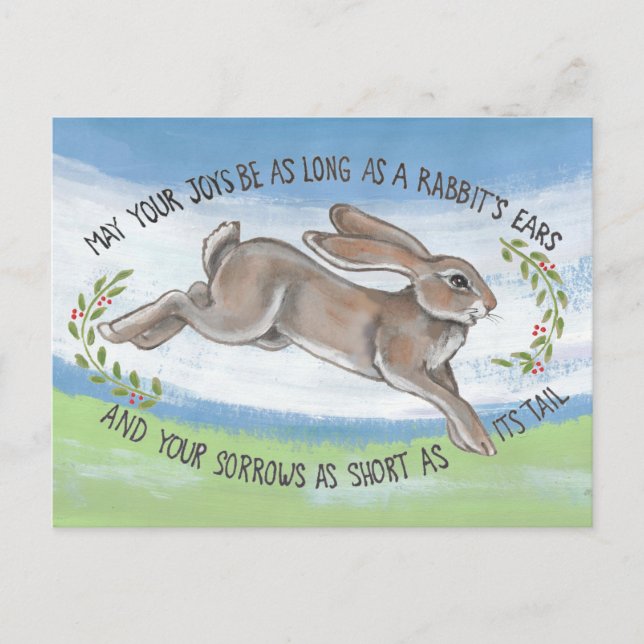 Watercolor Rabbit  Hope Encouragement Get Well Postcard (Front)