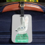 Watercolor Rabbit in Sweater Grey Personalised Luggage Tag<br><div class="desc">Trendy bunny in sweater art on custom colour background.</div>