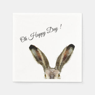 Watercolor Rabbit Oh Happy Day ! Napkin