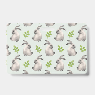 Watercolor rabbits and grass badge