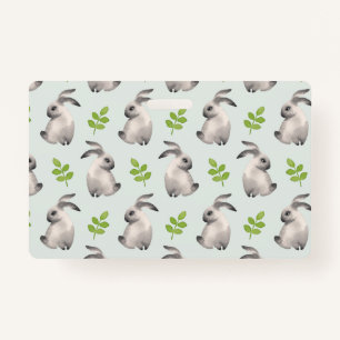Watercolor rabbits and grass badge