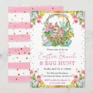 Watercolor Rabbits Spring Easter Brunch Invitation