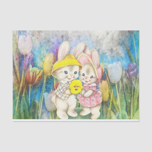Watercolor Rabbits  Tissue Paper (Front)