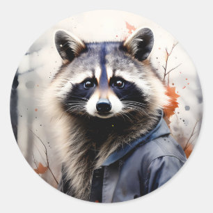 Watercolor Raccoon Animal Classic Round Sticker