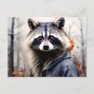 Watercolor Raccoon Animal Postcard