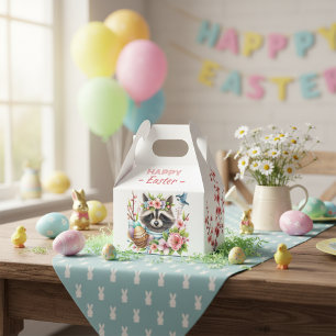 Watercolor Raccoon Easter Eggs Cherry Blossoms - Favor Box