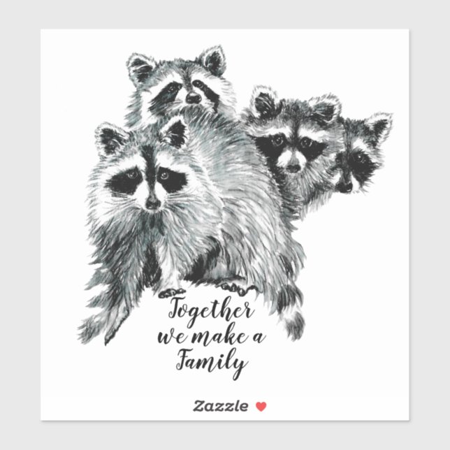 Watercolor Raccoon Family Quote Custom Name (Sheet)
