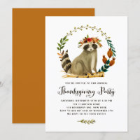 Watercolor Raccoon Wreath Thanksgiving Party