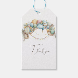 Watercolor rainbow Air Balloon Baby Shower Gift Tags