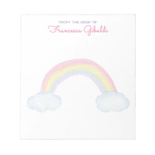 Watercolor Rainbow and Clouds From The Desk Of Notepad
