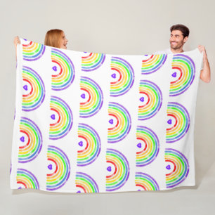 Watercolor Rainbow and Hearts  Fleece Blanket
