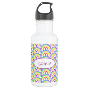 Watercolor Rainbow and Hearts Personalized 532 Ml Water Bottle
