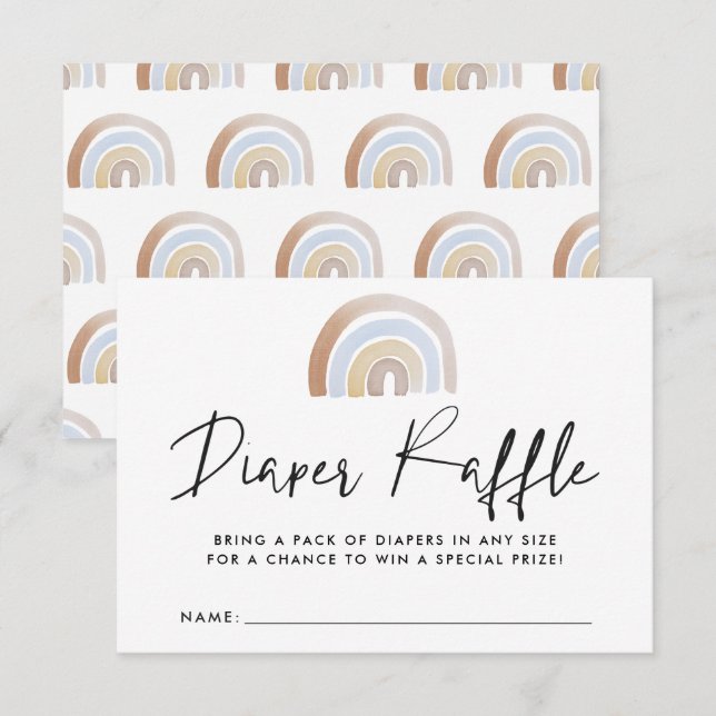 Watercolor Rainbow Baby Shower Diaper Raffle Card (Front/Back)