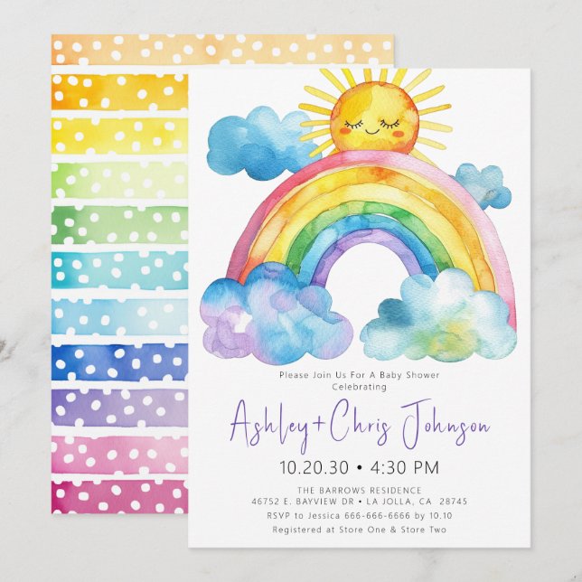 Watercolor Rainbow Baby          Shower Invitation (Front/Back)