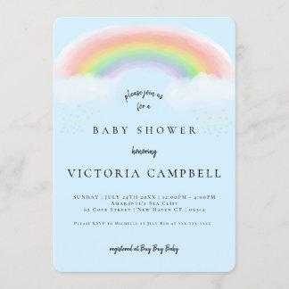 Watercolor Rainbow Baby Shower Invitation