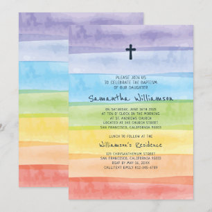 Watercolor Rainbow Baptismal Invitation