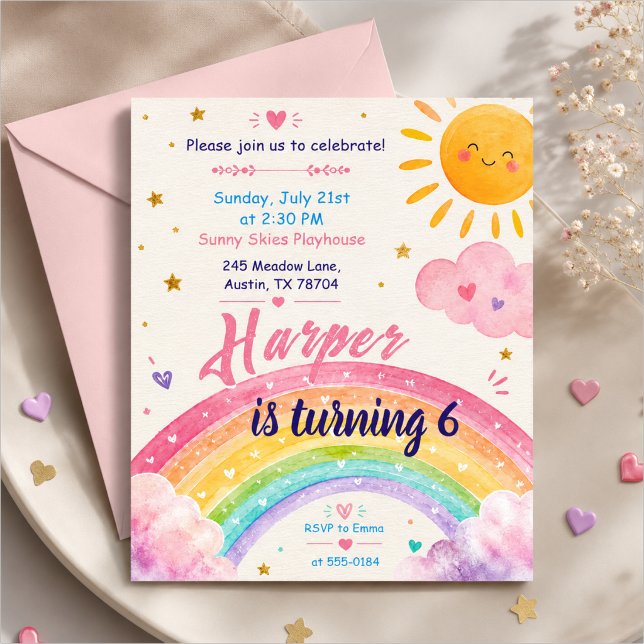 Watercolor Rainbow Birthday Invite (Creator Uploaded)