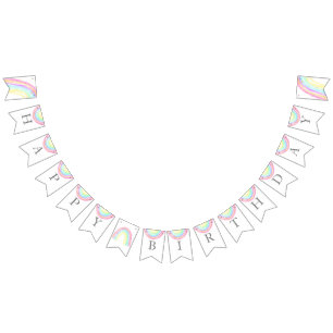 Watercolor Rainbow Birthday Party Bunting Flags