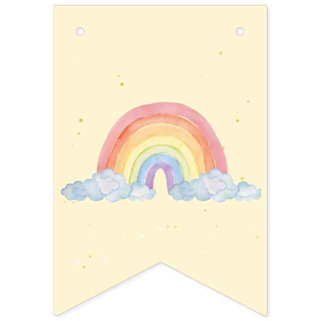 Watercolor rainbow Birthday Party  Bunting Flags (First Flag)