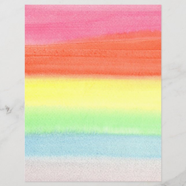 Watercolor Rainbow Blends Scrapbook Paper (Front)