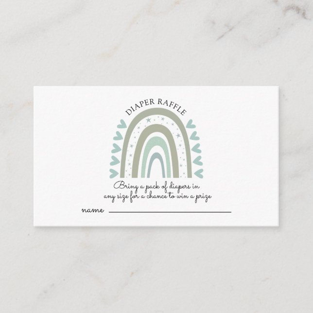 Watercolor Rainbow Blue Baby Shower Diaper Raffle Enclosure Card (Front)