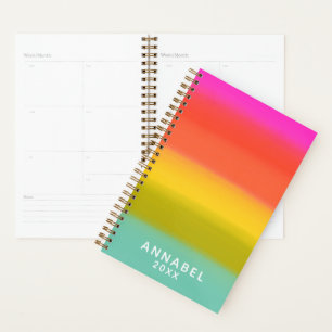 Watercolor Rainbow Bright Colourful Custom Monogra Planner