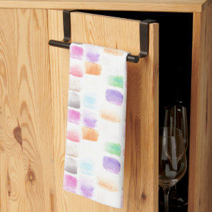 Watercolor Rainbow Brush Hand Painted Strokes    Kitchen Towel