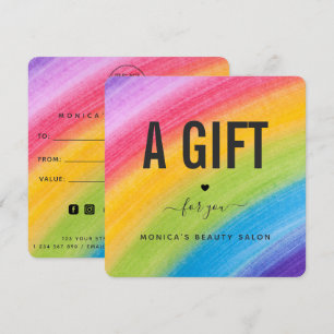 Watercolor Rainbow Brushstroke Beauty Salon Trendy