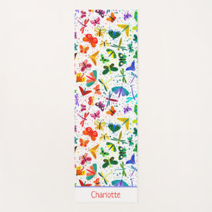 Watercolor Rainbow Butterflies Kids Personalized Yoga Mat