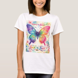 Watercolor Rainbow Butterfly "Love is Love" T-Shirt