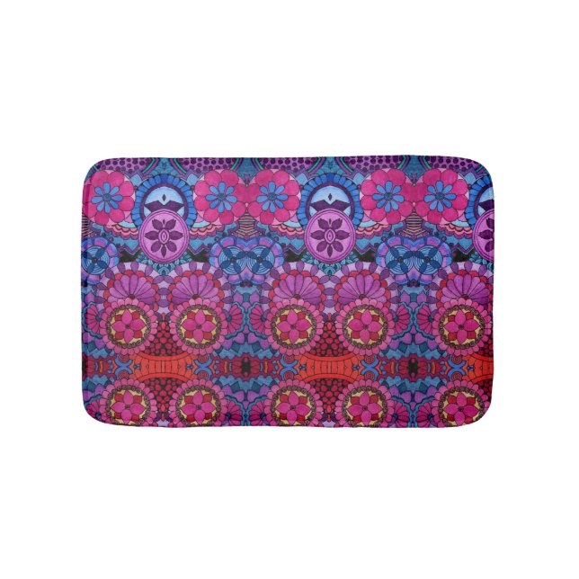 Watercolor Rainbow Colours Mandala Bath Mat (Front)
