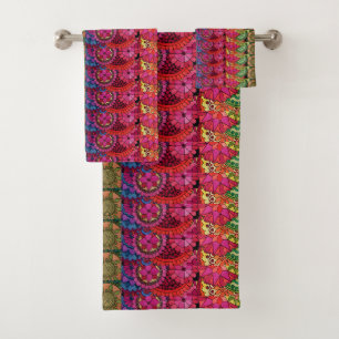 Watercolor Rainbow Colours Mandala Bath Towel Set