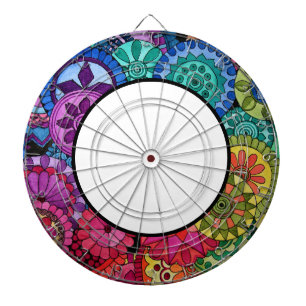 Watercolor Rainbow Colours Mandala Dartboard