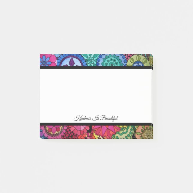Watercolor Rainbow Colours Mandala Post-it Notes (Front)
