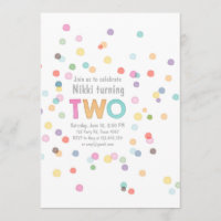 Watercolor Rainbow Confetti Birthday TWO Art Party