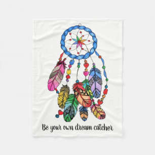 Watercolor rainbow dream catcher & inspiring words fleece blanket