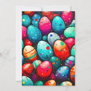 Watercolor Rainbow Easter Eggs Holiday Card